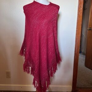 Brilliant Red Sparkly Poncho Charming Charlie